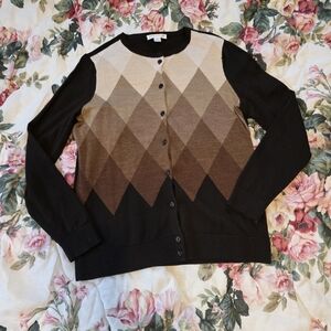 Pendleton Argyle Cardigan Sweater M Brown